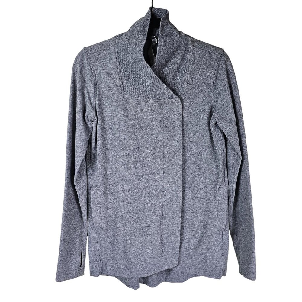 Lululemon Belle Wrap Snap Jacket 4 Gray Cotton Blend Stretch French Terry Active